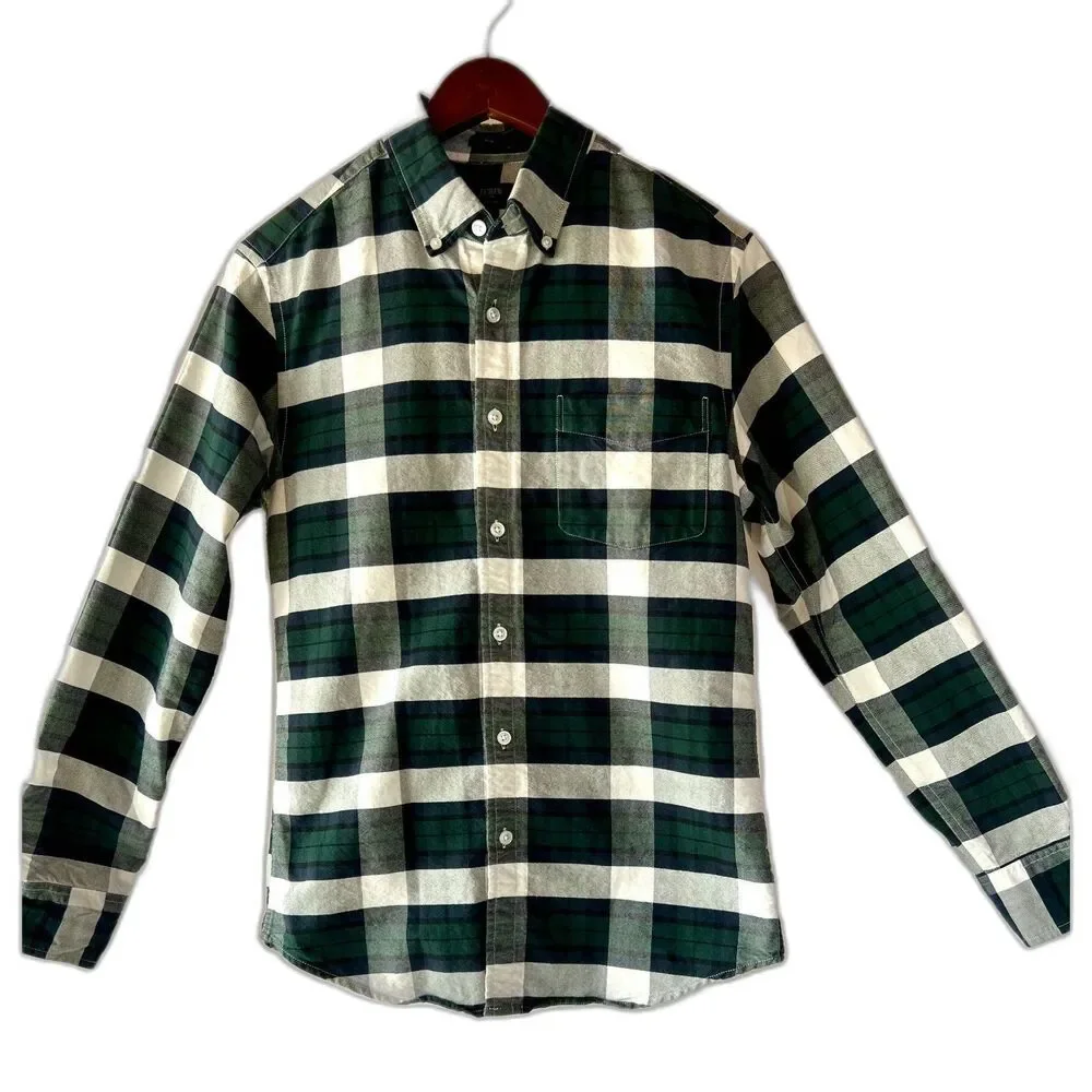 J Crew Classic Tartan Plaid Button Down Long Sleeve Mens Shirt Sz S Slim